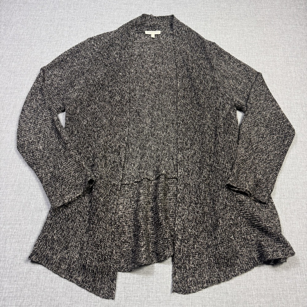 Eileen Fisher Linen Cardigan Sweater Womens L Gray Open-Knit Lightweight
